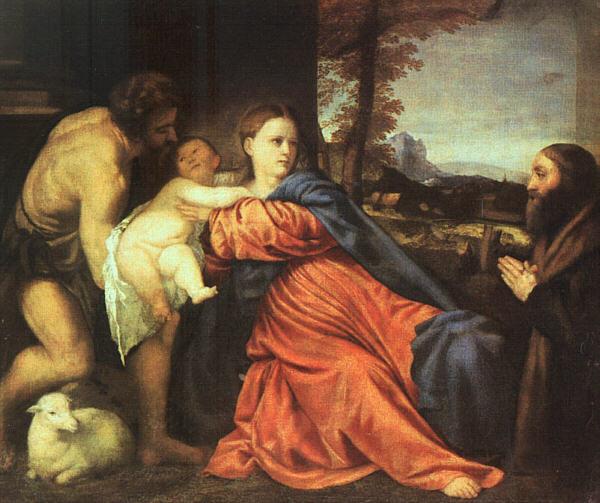 TIZIANO Vecellio Holy Family and Donor t oil painting image